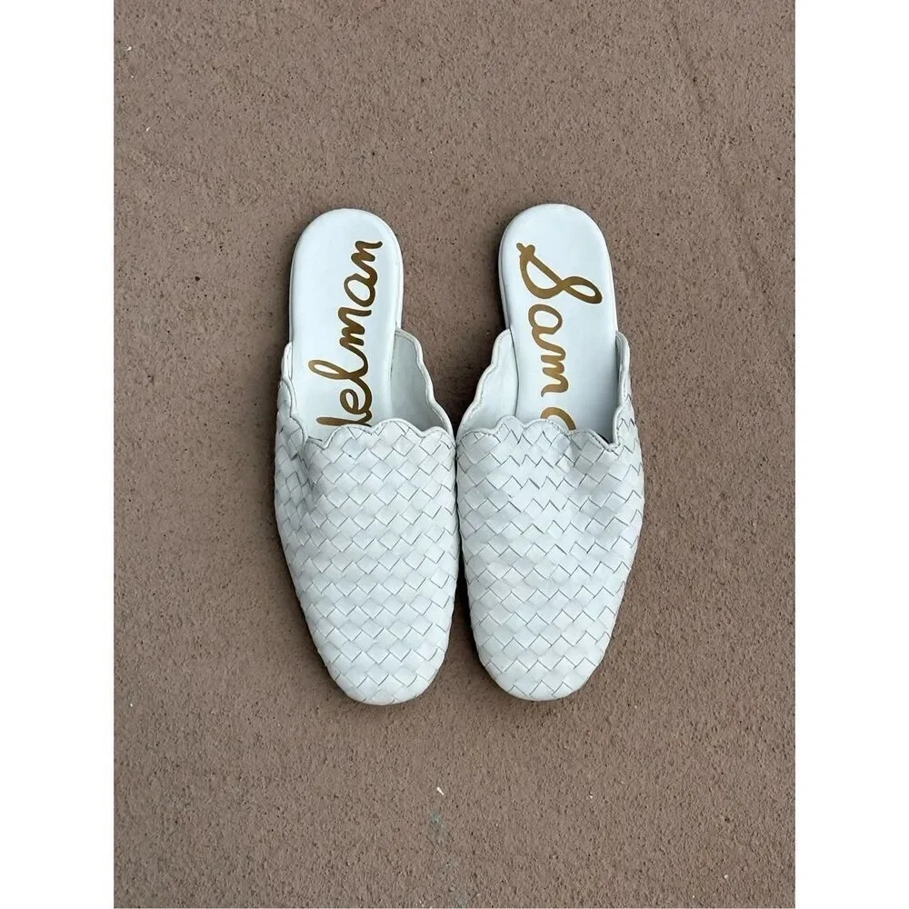 Sam Edelman Katy White Woven Leather Slide Mules Shoes Size 8.5 - Picture 5 of 5